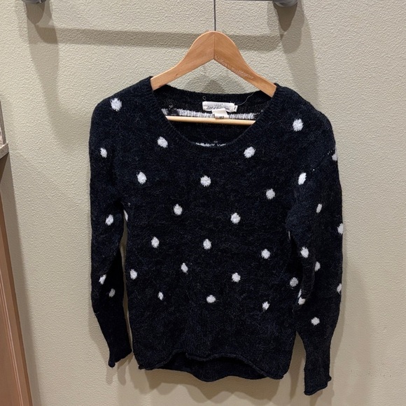 Label Of Graded Goods Sweaters - Logg Black and White Polka Dot fuzzy Sweater